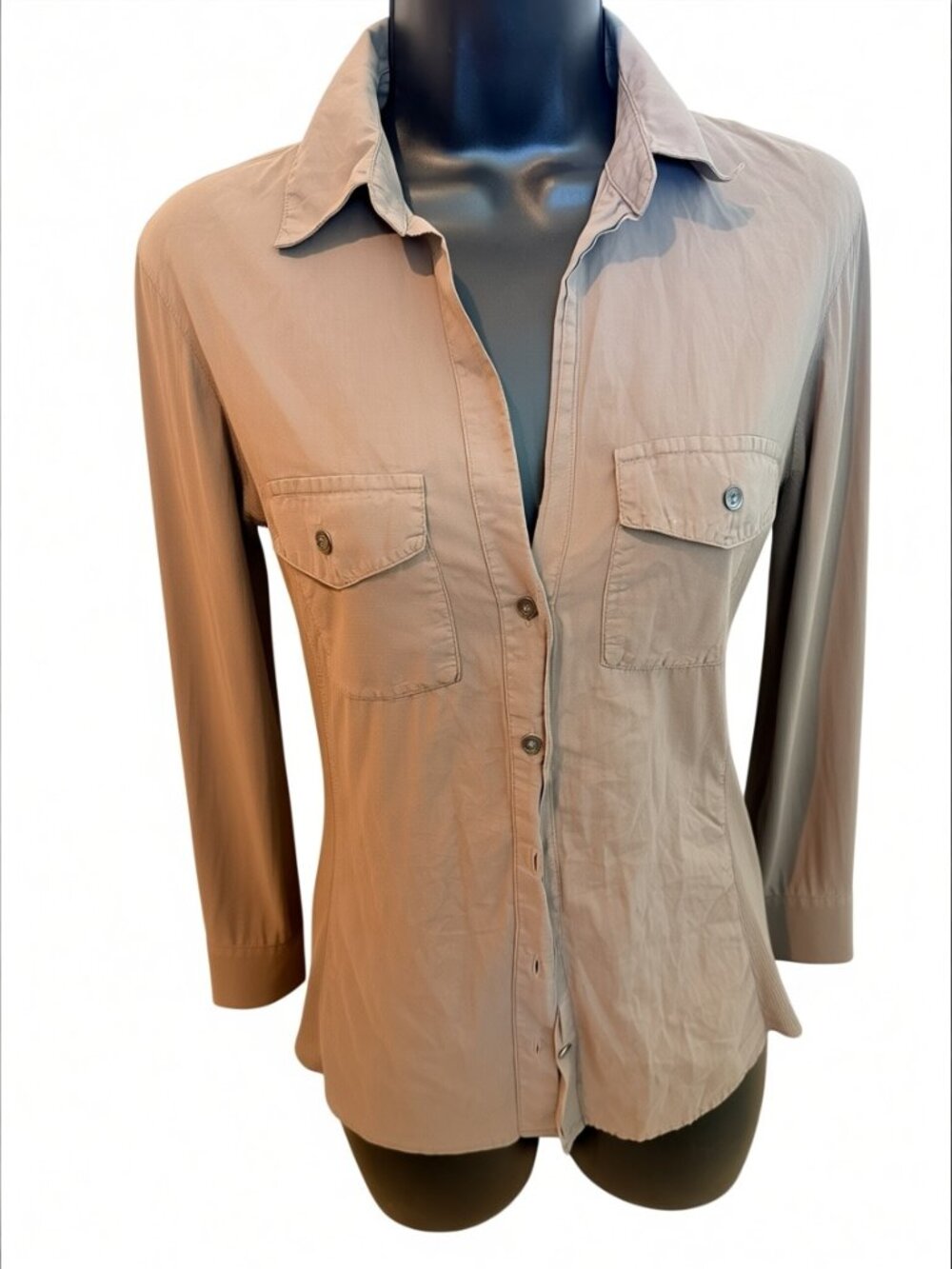 James Perse Standard Taupe Utility Button Down Shirt Size 2